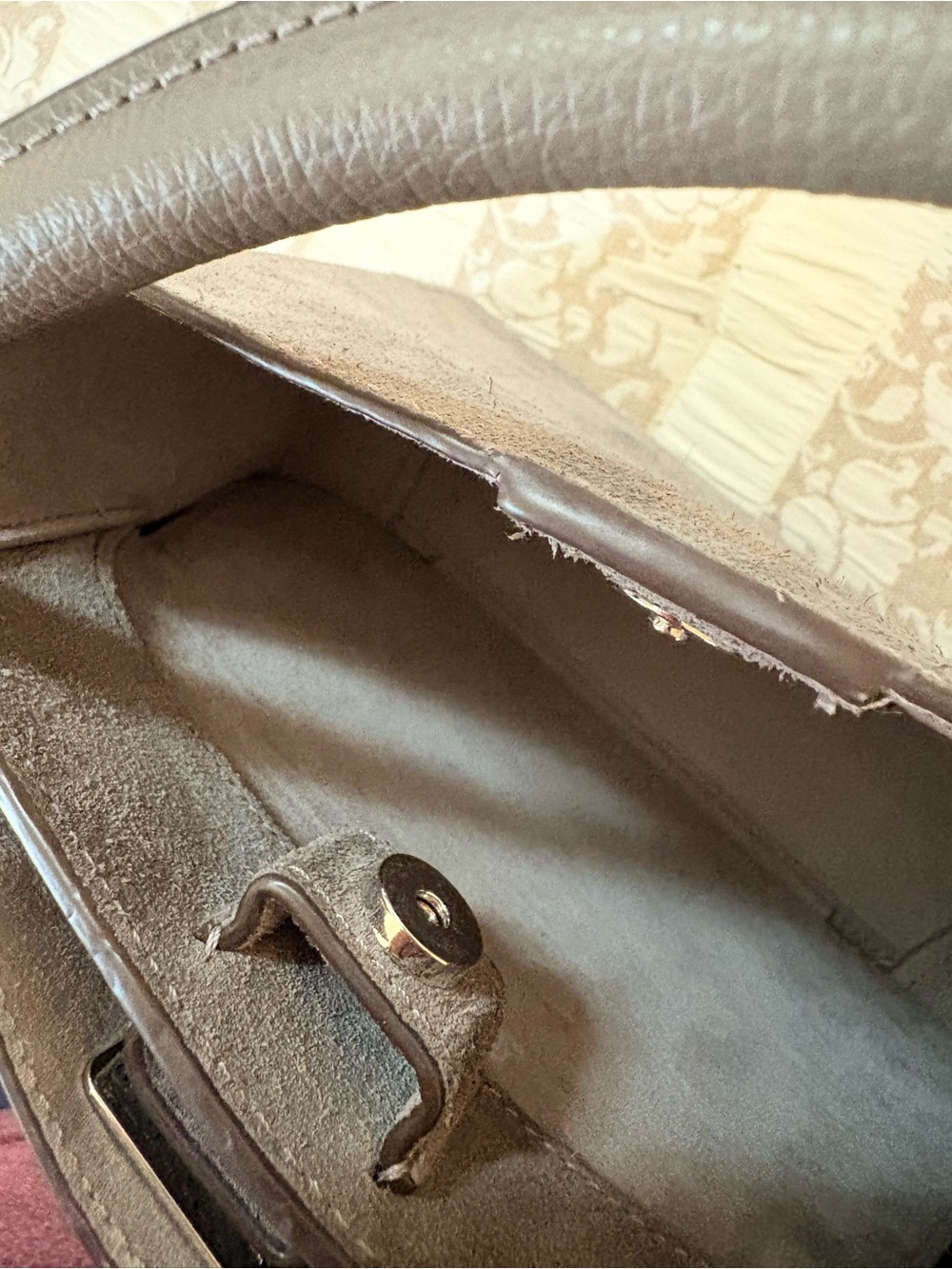 2pc, Mini Gray Suede Top-Handle Bag and crossbody strap with scarf. EUC - Picture 11 of 13